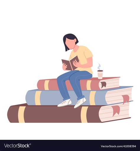 Self Education Flat Concept Young Girl College Vector Image