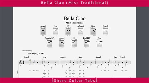 Share Guitar Tabs Bella Ciao Misc Traditional Hd 1080p Youtube