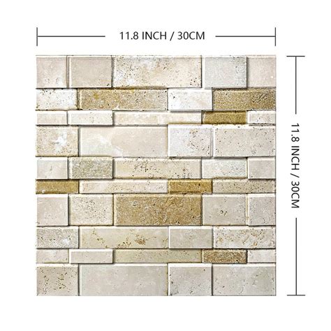 3d Beige Stacked Stone Peel And Stick Wall Tile Commomy