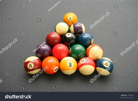 Colorful Billiard Balls On Pool Table Stock Photo Edit Now 7138453