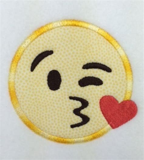 Smooch Emoji Machine Embroidery Design Kiss Emoji Etsy