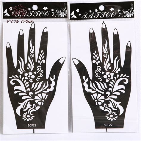 4pair 8pcsmehndi Henna Tattoo Stencil Templatesflower Glitter