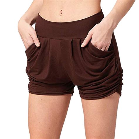 Swim Shorts Women Pleated Loose Ultra Soft Short Brown Xl