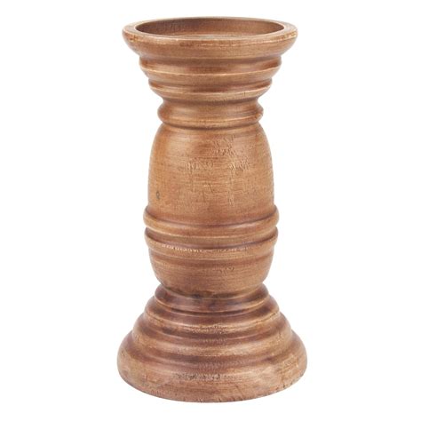 Large Decorative Natural Wood Pillar Candle Holder Stonebriar Collection