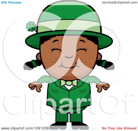 Clipart Happy Black Child Leprechaun Girl Royalty Free Vector
