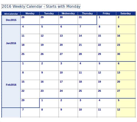 Free 8 Microsoft Calendar Templates In Ms Word Excel