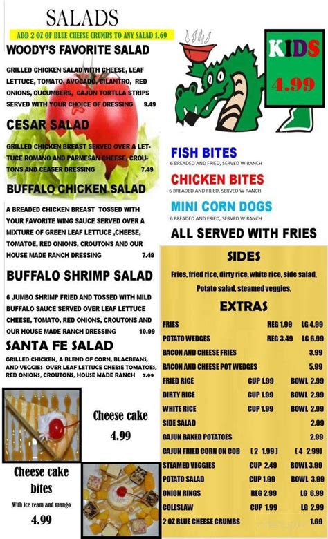 Menu Of Woodreauxs In Edinburg Tx 78541