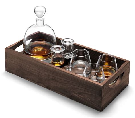 Lsa Whisky Islay Connoisseur Decanter Glass Sets In Walnut Tray 4 Or 6