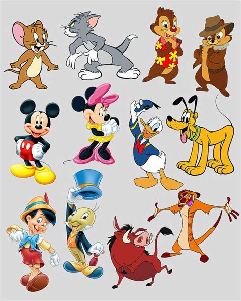 The Characters Of Disney Cartoons Clipart Instant Download 12 Png
