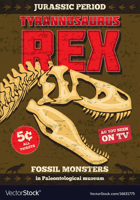 Vintage Jurassic Park Poster With Fossil Vector Image