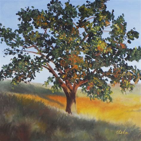 Fall Oak Tree Oil Painting On Panel 12 X 12 Etsy Painting Oil