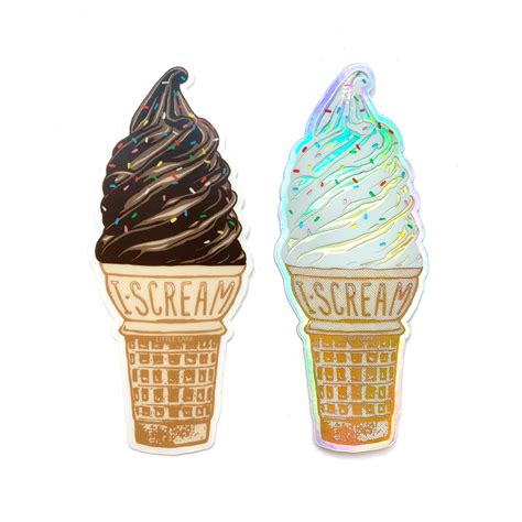 Ice Cream Cone Sticker Soft Serve Ice Cream I Scream Etsy