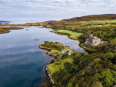 Aerial Of Dunvegan Castle Isle Of Skye Inner Hebrides Scotland