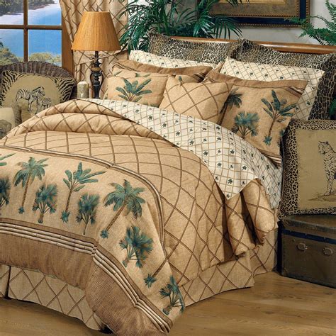 This complete bed set includes matching the muted coastal colors of this palms comforter set by bay isle home will bring you right to the ocean. Kona Palm Tree Tropical Comforter Set - Adley & Company