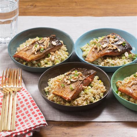 Recipe Teriyaki Glazed Salmon With Brown Rice Bell Pepper And Cucumber