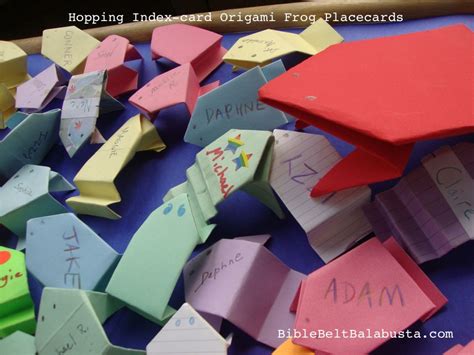 Index Card Origami Frogs that hop: Passover placecards ...