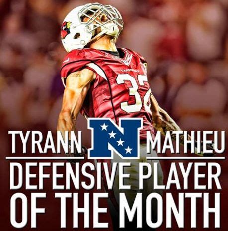 Tyrann Mathieu Is Named Nfc Defensive Player Of The Month Defense Players Fictional Characters