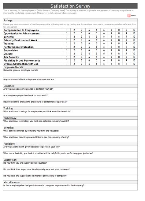 Excel provides many templates for conducting surveys in a typical official environment. Satisfaction Survey Template - Forms, Examples, Samples ...