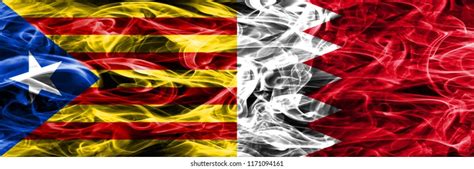 Catalonia Vs Singapore Copy Smoke Flags Stock Photo 1171092994