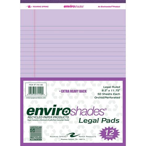 Roaring Spring Enviroshades Case Of Recycled Legal Pads Letter Legal Jr Pads Roaring