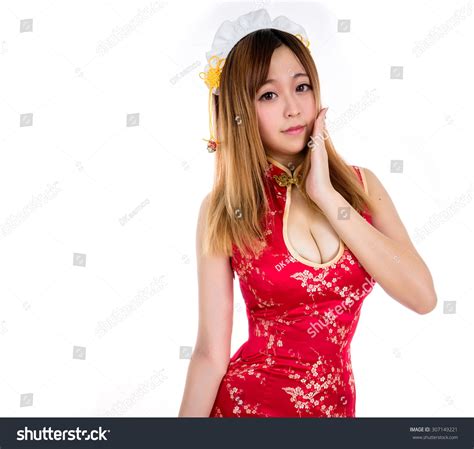 Asian Sexy Girl Red Cheongsam Dim Stock Photo 307149221 Shutterstock