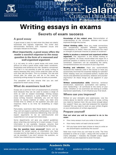 Writing Essays In Examspdf Essays Argument