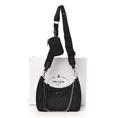 City leather bucket bag with rope detail. PRADA Nylon Re-Edition 2005 Shoulder Bag Black 487886