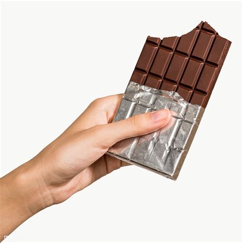Hand Holding A Chocolate Bar In A Foiled Package Design Element Free