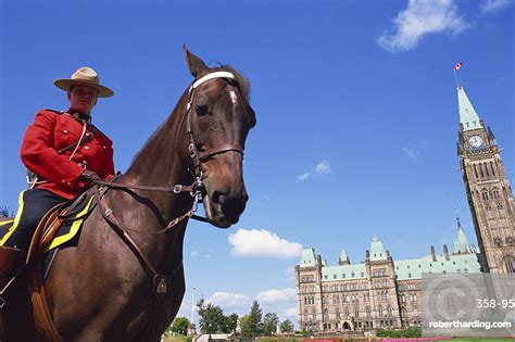 Royal Canadian Mounted Policeman Outside Stock Photo