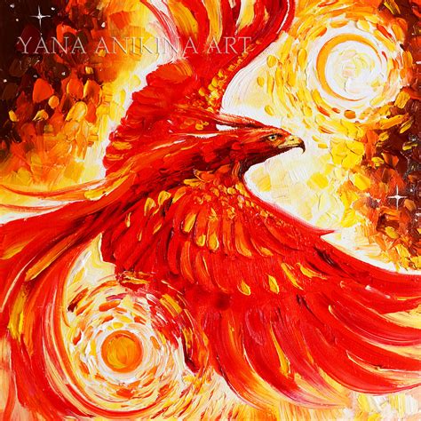 Phoenix Oil Painting Textured Phoenix Original Art Bird Phoe Inspire