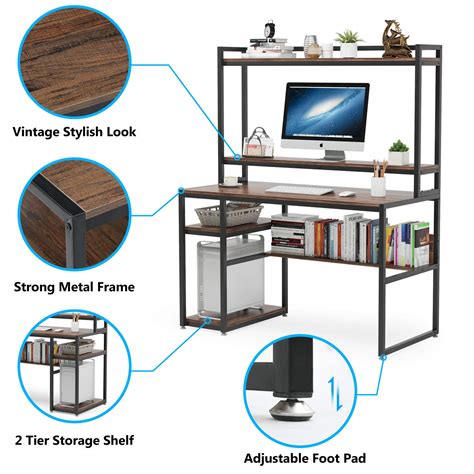 Tribesigns 47 Inch Computer Desk With Hutch Shelf Home Office Desk