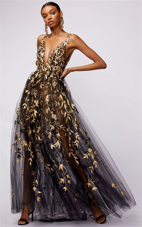 Floral Embroidered Tulle Layered Gown By Oscar De La Renta For Preorder