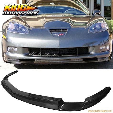 Fit For 2005 2013 Chevy Corvette C6 Z1 Style Front Bumper Lip Carbon