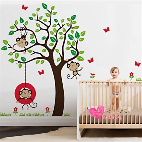 Adhesivos infantiles vinilos decorativos árboles micos mariposas