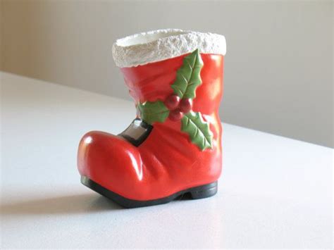 VIntage Christmas Decorations Ceramic Santa Boot Holiday Etsy Santa Boots Vintage Christmas