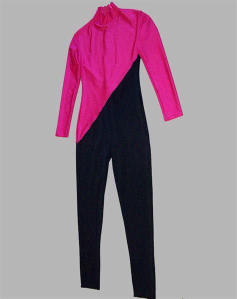 Hot Pink And Black Lycra Unitard Bodysuit Catsuit By Ninacorrea