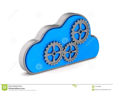 Cloud And Gear On White Background Isolated 3d Illustration Stock