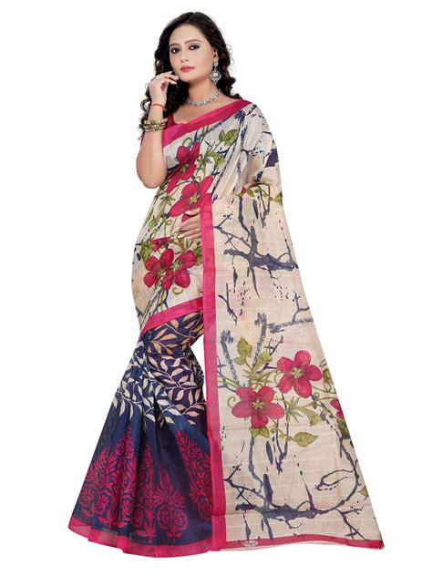 Multicolor Bhagalpuri Silk Printed Saree Print Trends Printed Sarees Top Selling Sarees