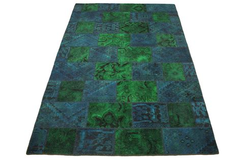 Mynes home kurzflor teppich in türkis groß mit vintage patchwork design, hochwertige webung geeignet für wohnzimmer und andere räumlichkeiten. Patchwork Teppich Grün Blau Türkis in 300x200cm (1001-2012 ...