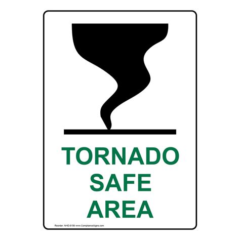 Vertical Sign Severe Weather Shelter Tornado Safe Area Sign