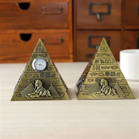 Creative T Egyptian Pharaoh Metal Rhinestone Ornaments Pyramid Model