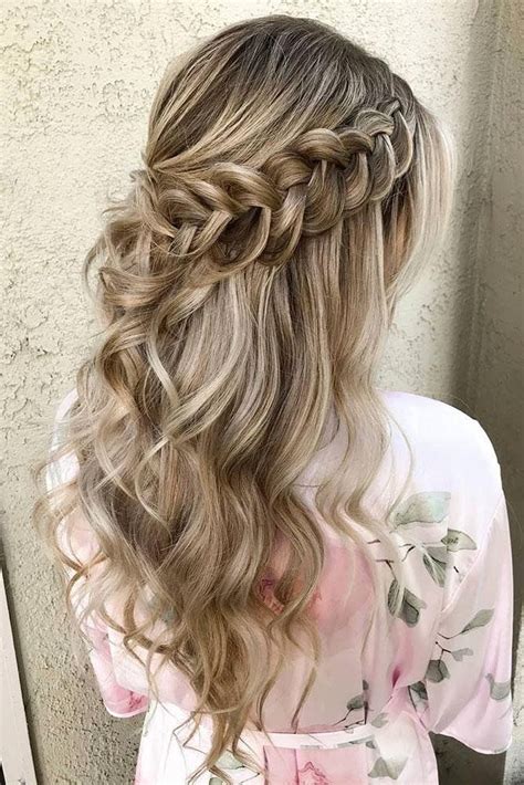 This French Braid Half Up Half Down Curly Hair For Bridesmaids Best