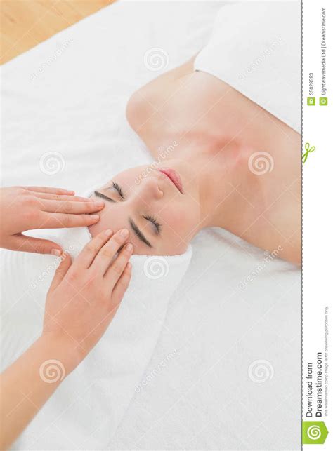 Hands Massaging Woman S Forehead At Beauty Spa Stock Image Image Of Caucasian Women 35028593