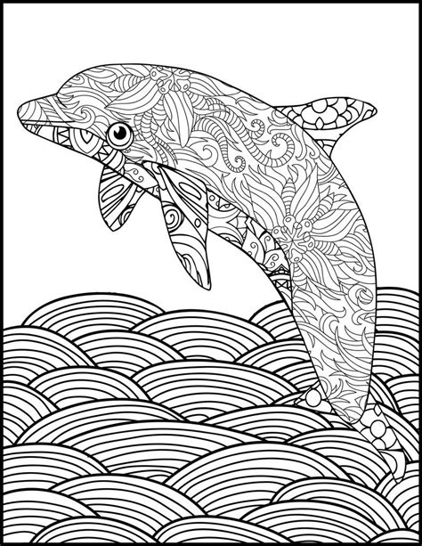 Detailed animal coloring pages for adults. Printable Coloring Page Adult Coloring Page Dolphin | Etsy