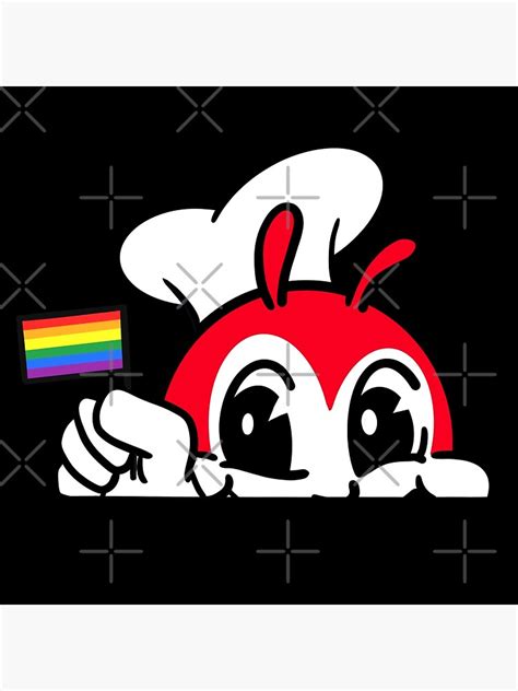 Jollibee Peeking Gay Pride Flag Filipino Back Print Black Canvas