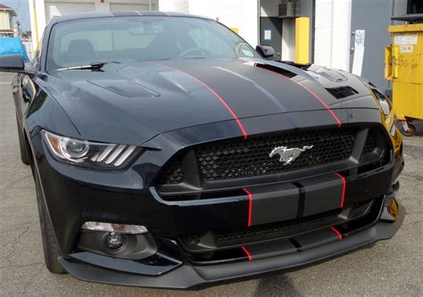 Mustang Gt Matte Black Racing Stripes Ajr Wraps Truck Lettering Graphics