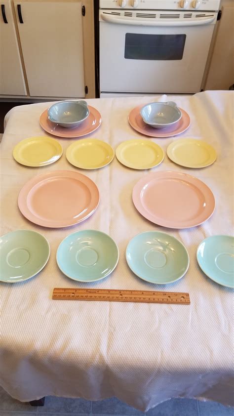 Antique 1940s Lu Ray Pastels Ceramic Dinnerware Set Vintage Etsy