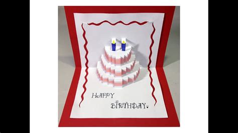 Happy Birthday Cake Pop Up Card Tutorial Youtube