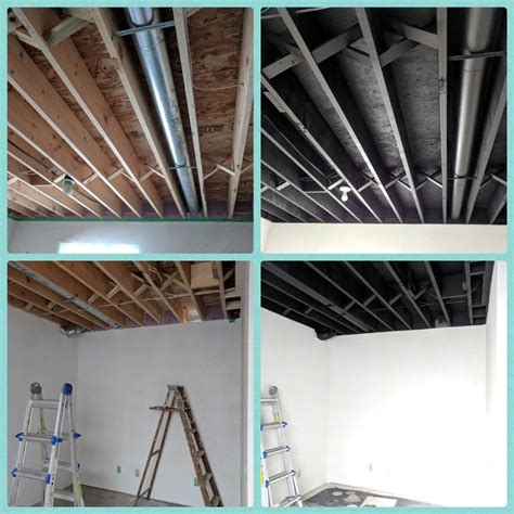 What is the average cost to finish a basement? Unfinished basement ceiling, painted black. So easy to do ...