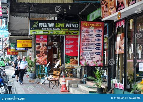 massage shop of beach roadbeach road in pattaya thailand editorial stock image image of falang